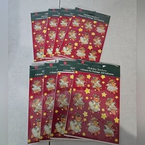Vtg American Greetings Stickers Holiday Angel Bears Christmas 8 Pks 32 Shts NOS